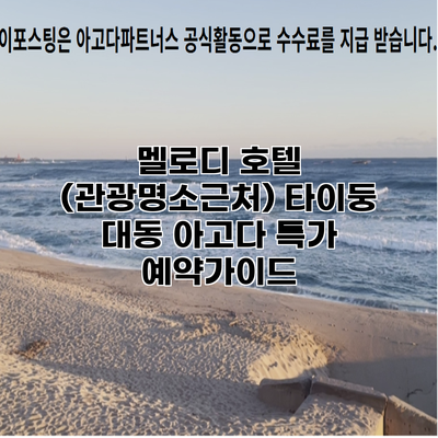 멜로디 호텔 (관광명소근처) 타이둥 대동 아고다 특가 예약가이드