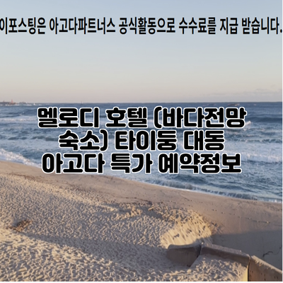 멜로디 호텔 (바다전망 숙소) 타이둥 대동 아고다 특가 예약정보