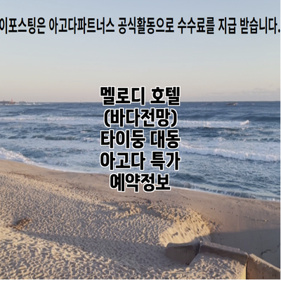 멜로디 호텔 (바다전망) 타이둥 대동 아고다 특가 예약정보