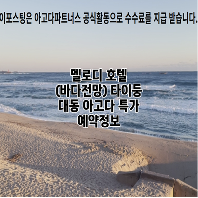 멜로디 호텔 (바다전망) 타이둥 대동 아고다 특가 예약정보