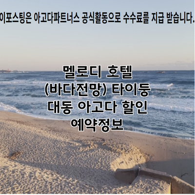 멜로디 호텔 (바다전망) 타이둥 대동 아고다 할인 예약정보